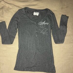 Vintage Aeropostale Heather Gray Stretch Henley